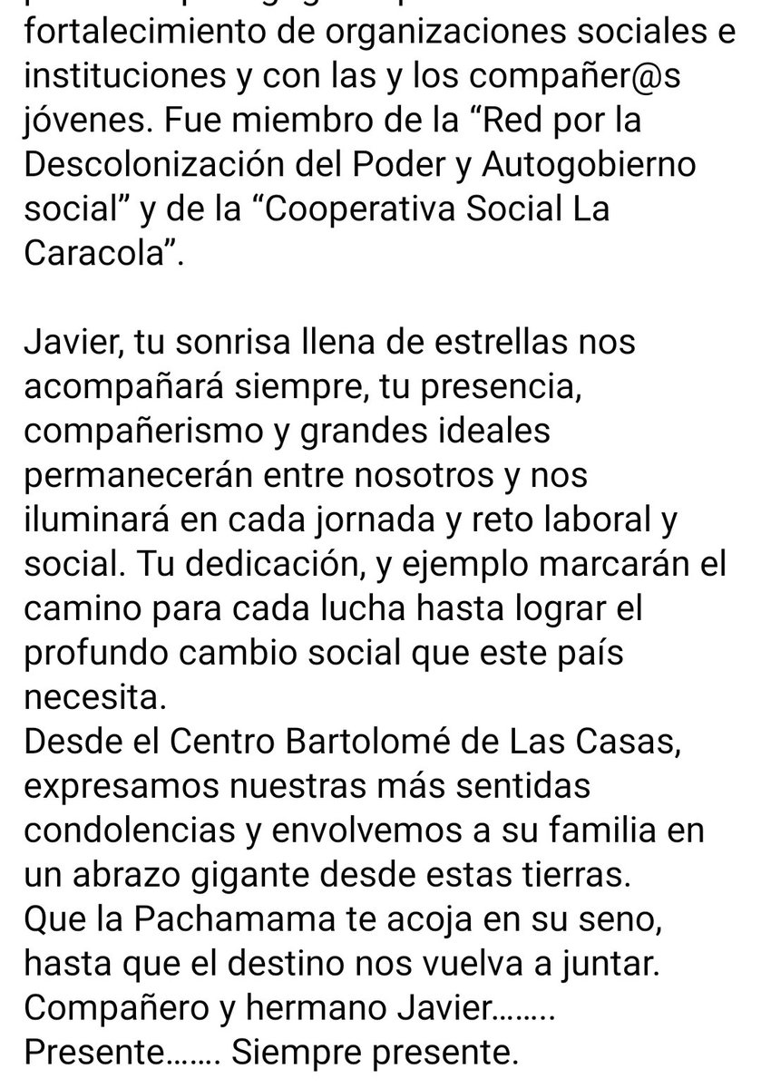 PoderPopularPE's tweet image. Nuestras más sentidas condolencias para  la familia del sociólogo Javier López Quispe, gran luchador quien siempre defendió e impulsó el &quot;Poder Popular&quot;. ✊🏽

Así mismo, a las familias del Prof. Daniel  Saavedra, Prof. Dimas Calle, Jac Anampa y Richard Sure (chofer).