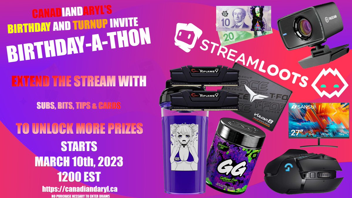 Come celebrate my Birthday and Turn Up Squad Invite, the best group on Twitch.  The Turn Up Squad is ran by <a href="/PaPaClutch21/">PaPa Clutch</a>. Stream will start at 1200 EST, this Friday, March 10th. Many prizes to giveaway and I am sure lots of fun to be had.