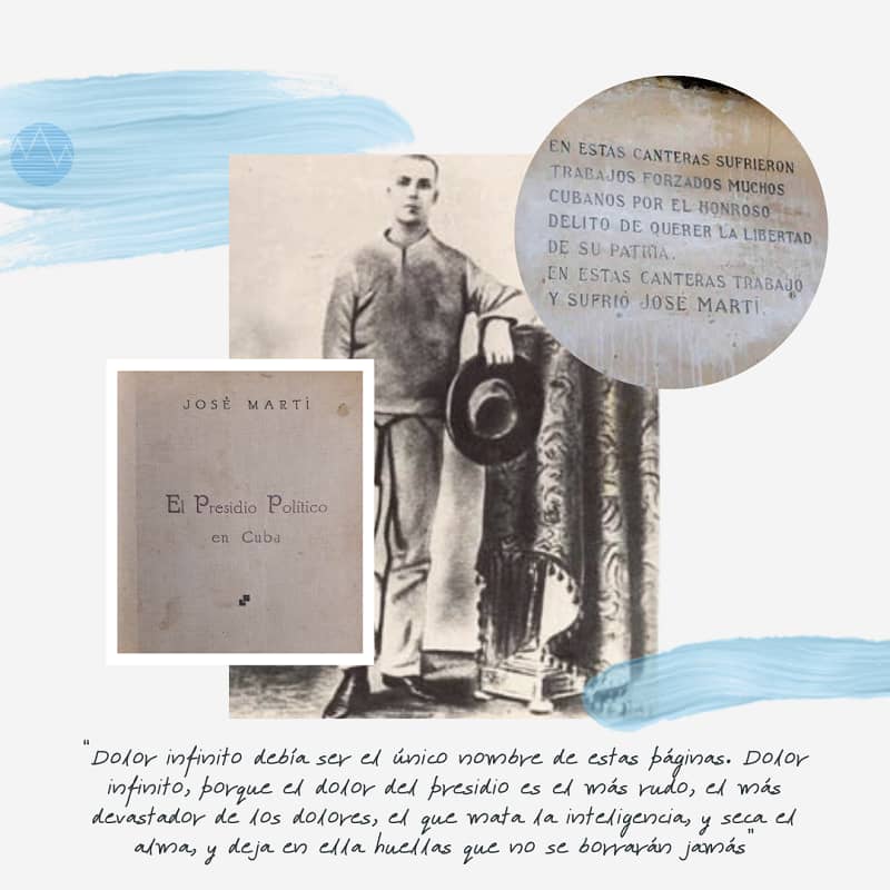EloylvarezMart1's tweet photo. #4demarzo 1870, #Martí fue condenado con trabajos forzados a 6 años de prisión, raparon su cabello, vistió un tosco traje de presidiario con sombrero negro, y le remacharon a la cintura y al pie, los grilletes que dejarían una huella indeleble en su cuerpo. #CubaViveEnSuHistoria https://t.co/mvA5BDBL3s