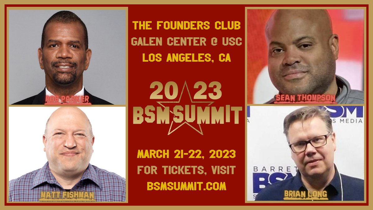Barrett Media (@barrett_media) on Twitter photo The 2023 BSM Summit is starting to come together!
Welcome to the show <a href="/RobParkerFS1/">Rob Parker</a> <a href="/MattFishman20/">Matt Fishman</a> <a href="/AZSports/">Arizona Sports</a>' Sean Thompson and <a href="/Sports760/">San Diego Sports 760</a>'s Brian Long. buff.ly/3ZoLqEL The 2023 BSM Summit is starting to come together!
Welcome to the show <a href="/RobParkerFS1/">Rob Parker</a> <a href="/MattFishman20/">Matt Fishman</a> <a href="/AZSports/">Arizona Sports</a>' Sean Thompson and <a href="/Sports760/">San Diego Sports 760</a>'s Brian Long. buff.ly/3ZoLqEL