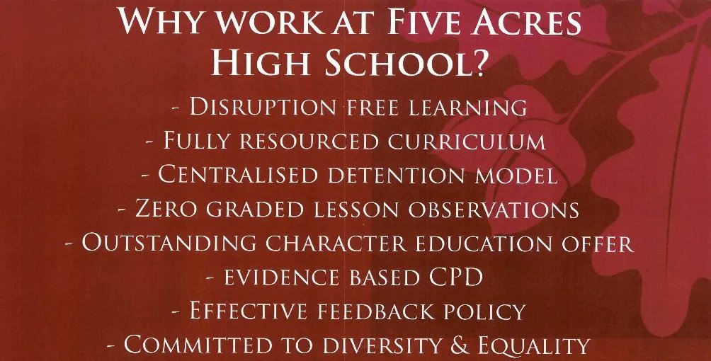 FiveAcresHigh's tweet photo. Would you like to join our world-class, OFSTED rated Good school? We are seeking to recruit an Assistant Headteacher to lead on Behaviour and Pastoral Support. For full details and to apply, please see the school website https://t.co/MD97JbK9Hg https://t.co/MWN1P7rIbg