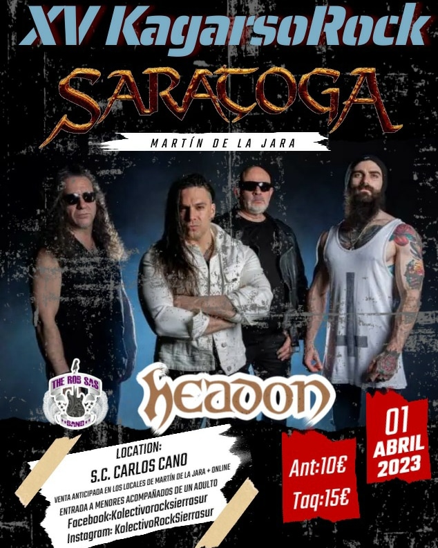 AfilaTom's tweet photo. Hola amiges🖐️
Hemos montado este cartelazo con @Saratoga_ @OficialHeadon y @robsasrockshow para el #1abril2023 
🫵No tendras cojones de perdertelo?

#kagarsorock #saratoga #headon #robsasband #martindelajara #Sevilla https://t.co/7uy3txSl07