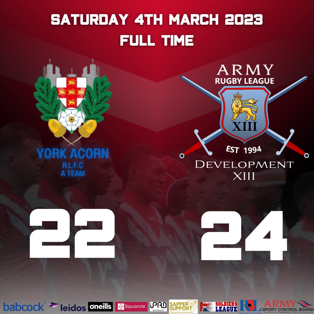 FULL TIME What a second half as the Army took control but @yorkacorn refused to quit and fought till the very end leaving just 2 points in it! #Rugby #Rugbyleague #armyrugby #Armysport