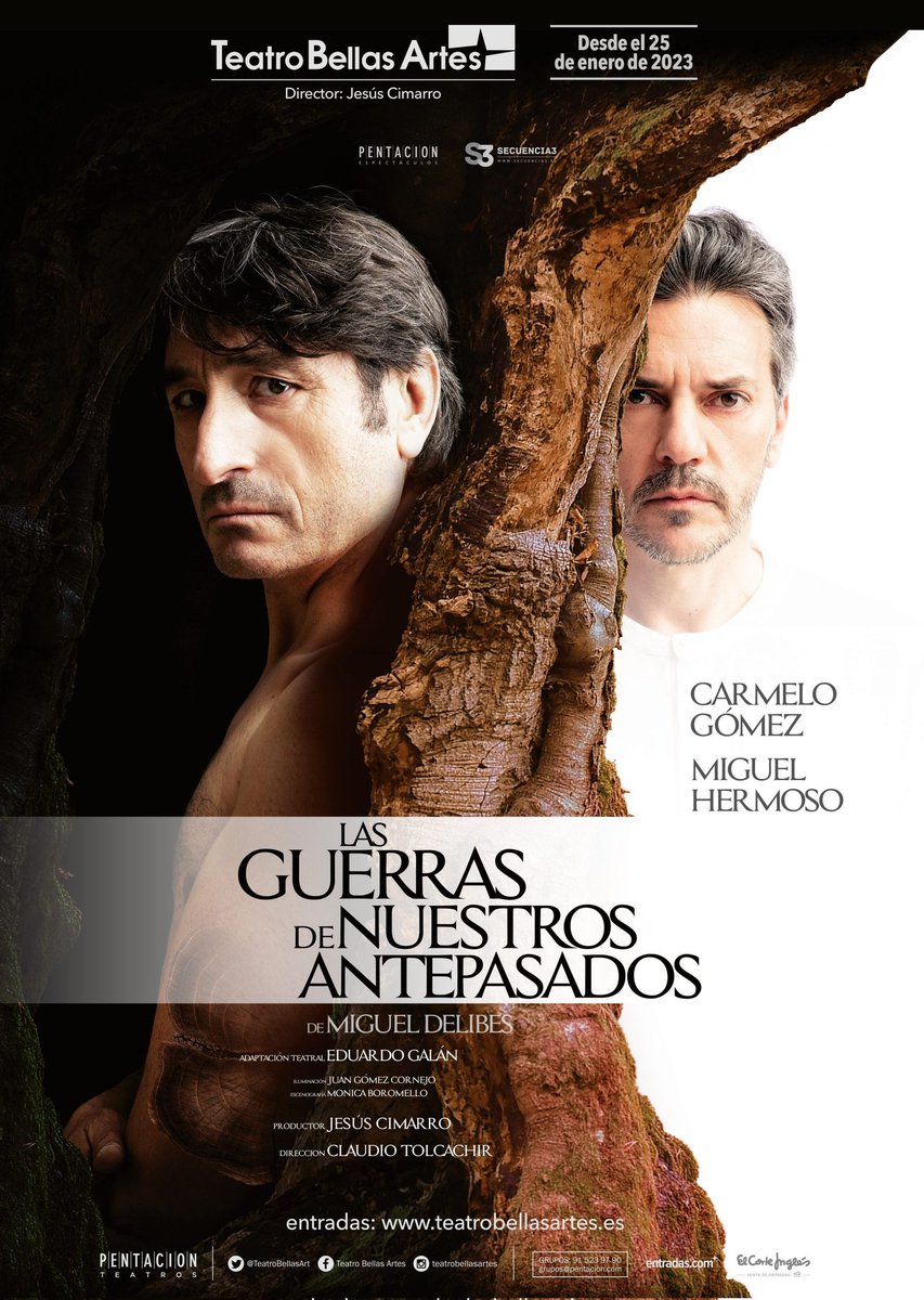 De camino al @TeatroBellasArt para disfrutar con #LasGuerrasDeNuestrosAntepasados, pieza dirigida por @tolcachirc a partir de la adaptación de #EduardoGalán. Con #CarmeloGómez y @hermosoarnao. Muy agradecido a @_PENTACION_ y don @JCimarro por su gentileza. ¡Muchas ganas!