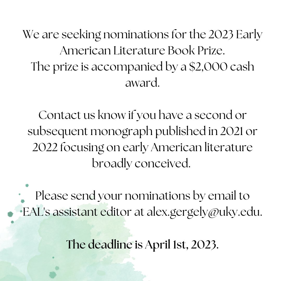 Early American Literature on Twitter "We are pleased to announce we