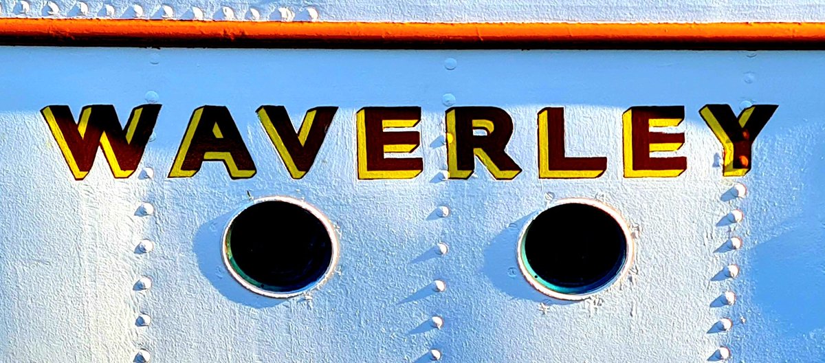 Name on the bow of the P/S Waverley, the world's last sea-going paddle steamer.

#glasgow #waverley #PSWaverley #historicships #steamships #paintwork
