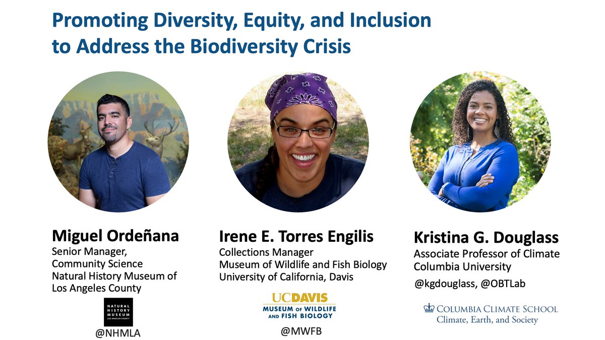 CCSTorg's tweet image. Panelists will explore examples of research projects that contribute to 30x30 initiatives to protect biodiversity and to DEI initiatives for social equity.

Feat. Miguel Ordeñana @NHMLA, Irene E. Torres Engilis @MWFB, &amp;amp; @KGDouglass @OBTlab. Moderator CCST's @AmberJMace.

#AAASmtg