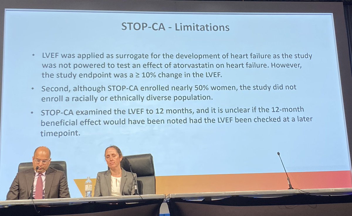 DrMarthaGulati's tweet photo. Limitations of #STOPCA below @AnaBaracCardio led a great discussion #WCCardio #ACC23
🫀challenges in such a population and yet excellent follow up
🫀 50% women but not very diverse
🫀 unclear effect past 12 m
🫀no change in lipids https://t.co/c7iQ8KHpzc