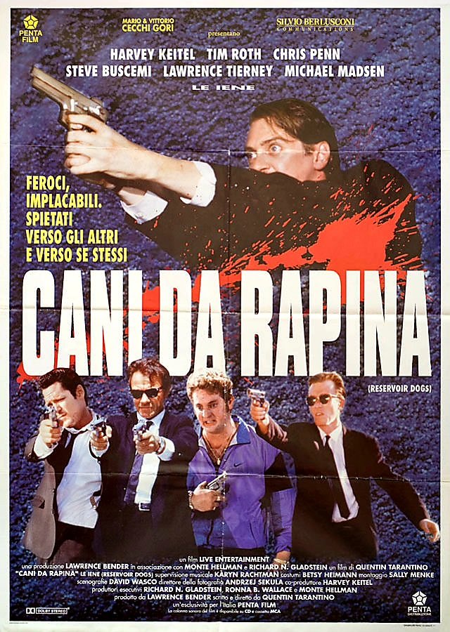 Italian film poster for #QuentinTarantino's #ReservoirDogs (1992) #HarveyKeitel #TimRoth #SteveBuscemi  #LawrenceTierney #MichaelMadsen #ChrisPenn