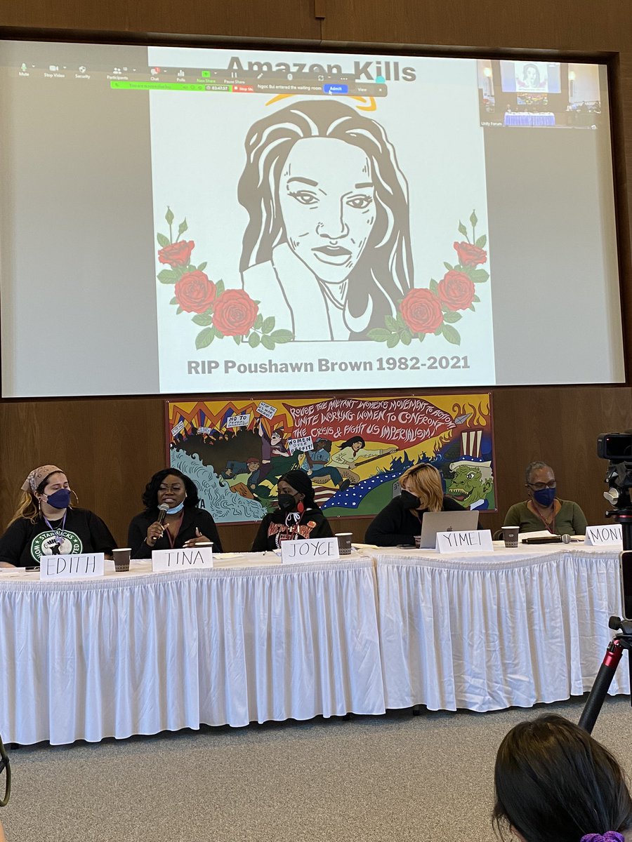 At the @intl_wmn_united  Americas conference, learning about the horrible story of #PoushawnBrown and another way that #AmazonKills