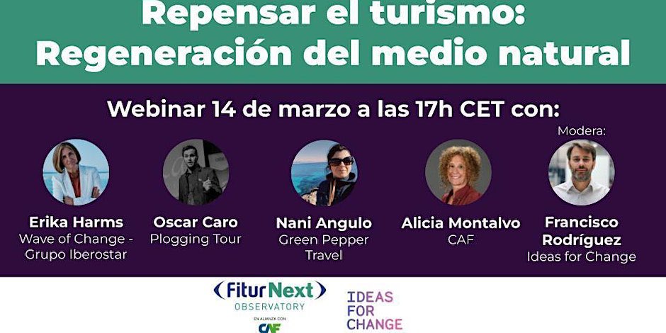 #SaveTheDate | Webinar “Representar el turismo: Regeneración del medio natural”

#FiturNext cierra la edición 23 y se prepara para el #Reto2024 con un encuentro virtual con @waveofchange, @PloggingTour, #GreenPepperTravel, @AliMontalvoCAF de @AgendaCAF y @Ideas_4_Change ✨