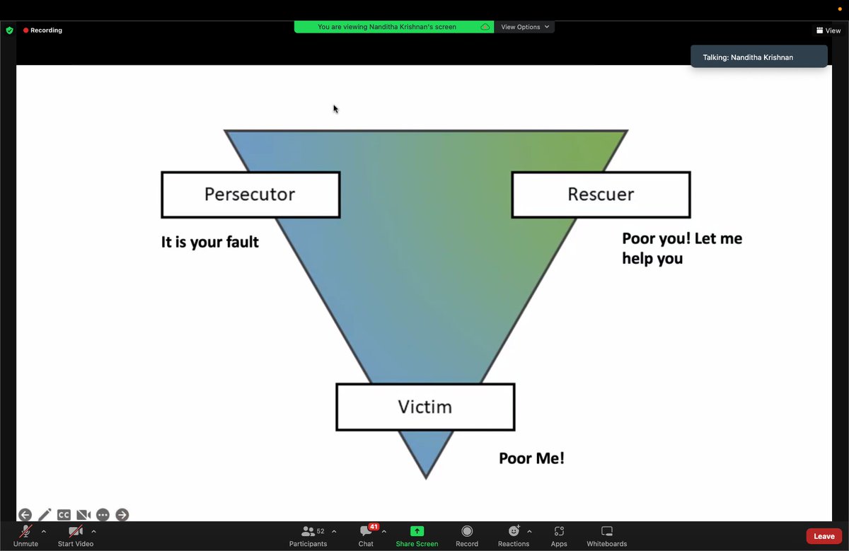 ankushJain2103's tweet photo. "When I know better, I do better" 💪

Understand 'The Drama Triangle' about Victim-Rescuer-Persecutor with @axelerant
Thanks Nanditha for the insightful session 💯

#axelerant
#dramaTriangle https://t.co/1eUQxVnQ71
