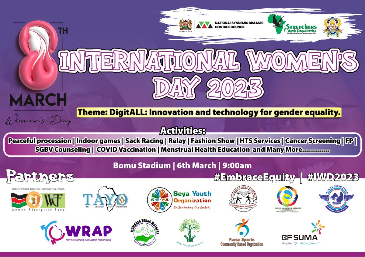 AmplifiersYouth's tweet photo. #ForEquity
#WomenDay
We in partnership with the National Syndemic Disease Control Council, Department of Gender and other stakeholders join the rest of Changamwe/Jomvu community in a pre-activity to mark international women's day at Bomu stadium. https://t.co/P5mNHC49eY