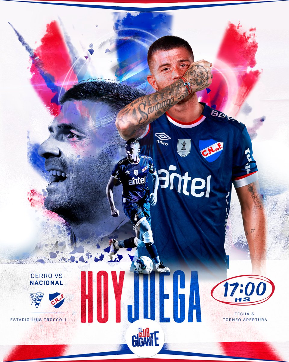 Hoy #JuegaNacional! 💪🏼

 🆚 Cerro
 ⏱️17:00 hs.
 🏟️ Luis Tróccoli
 🎟️ Entradas disponibles en Redtickets y locales RedPagos
 📺 NacionalTV+ para el exterior (excepto Latinoamérica)

#ElClubGigante 🔵⚪️🔴