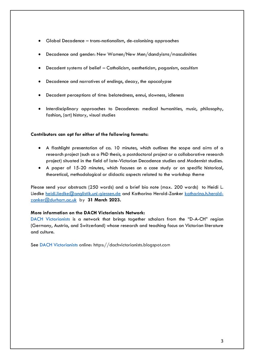 There is still more than four weeks to submit abstracts for this online workshop on "Late-Victorian Decadence as Mode, Theory &amp; Attitude" organised by @h_kjh and me as part of the #DACHVictorianists Network. We are very much looking forward to your submissions - please share!