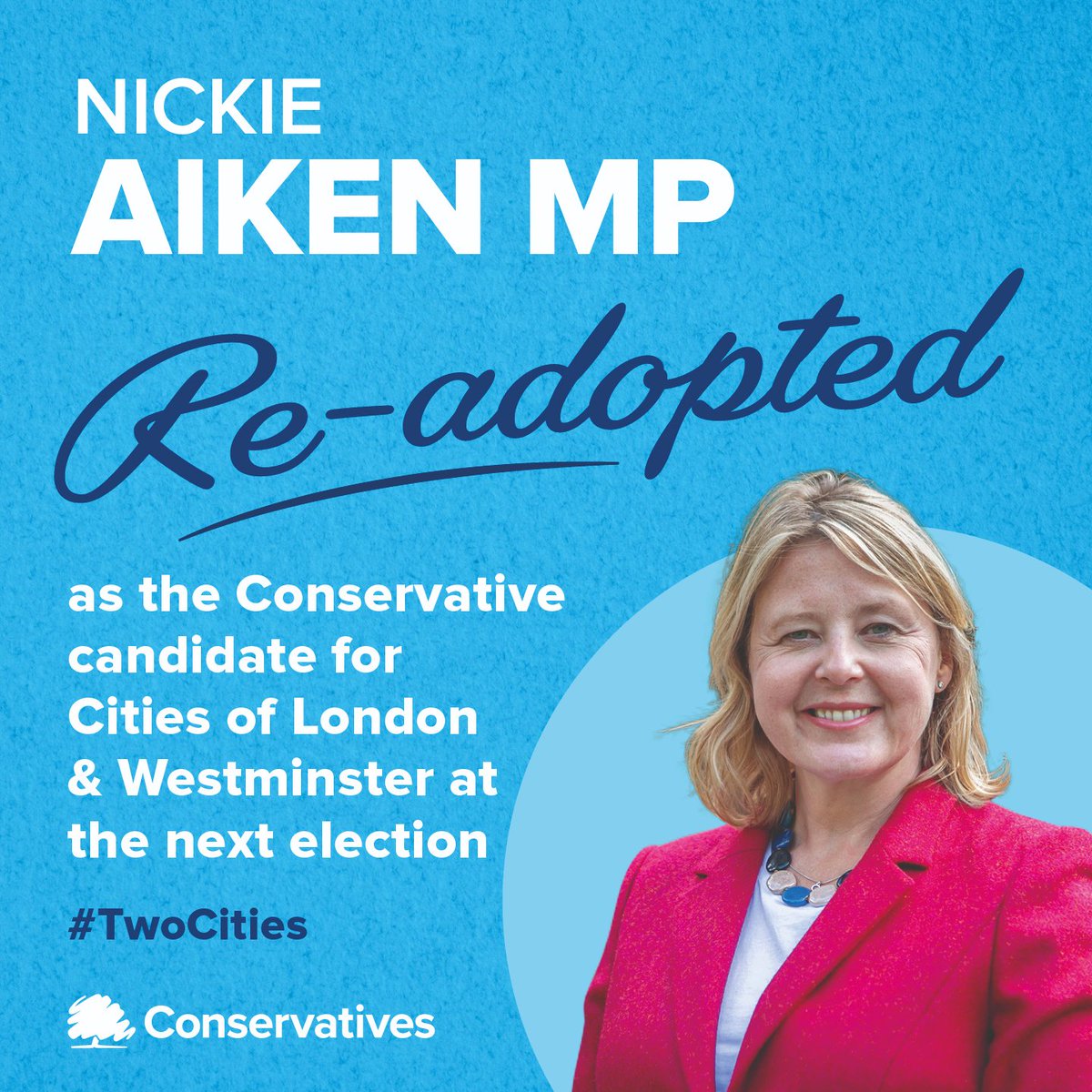 Our MP @twocitiesnickie has been a strong local voice for the Cities of London & Westminster since 2019: we're delighted to have re-adopted her as our @conservatives candidate #TwoCities #StrongLocalVoice #commitment 🙌