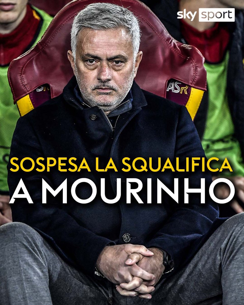 ULTIM'ORA ROMA
Sospesa la squalifica a José #Mourinho
L'allenatore sarà in panchina contro la Juve
#SkySport #Roma #SerieA #SkySerieA #JuventusRoma