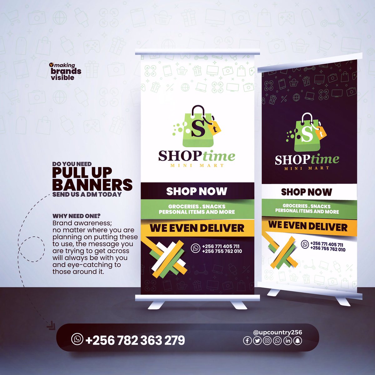 Upcountry256's tweet photo. Its weekend already … make it count!
Dont miss out on securing pull up banner from our store. Just tell us your idea and we will develop the artwork, print and deliver.
#design #pullups #bannerdesign #teardrop #standee #standeedesign #logo #flyerspecial https://t.co/TaHtje1wbp