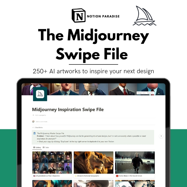 sev_estil's tweet image. Midjourney Swipe File - by @builtbysegdae
#NotionTemplate #GoodFinds
