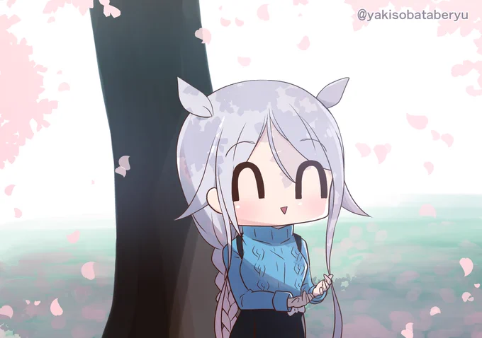 #改白露型版深夜の真剣お絵描き60分一本勝負お題:『海風』『桜』(∩∩)<お花見に来ました 