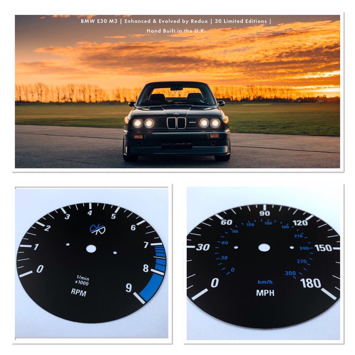 A limited edition series of BMW E30 M3s, Enhanced and Evolved by the amazing Redux with gauge design & integration by us. #BMW #E30M3 #Redux #modification #restomod #BMWM #BMWmotorsport #M3 #M30 #Blue #UKcompany #petersonevgauges #CANbus #CANbusgauges #gauges 
#customgauges