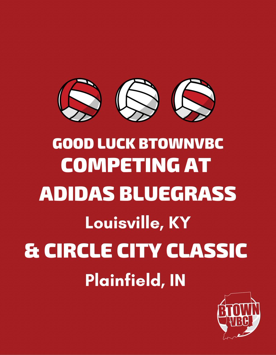 BtownVbc's tweet photo. Best of luck BTownVBC!
Catch us on the road at Adidas Bluegrass in Louisville, KY & Circle City Classic in Plainfield, IN.
#btownvbc #adidasbluegrass #circlecity #playfornae https://t.co/puU1aTrnNG