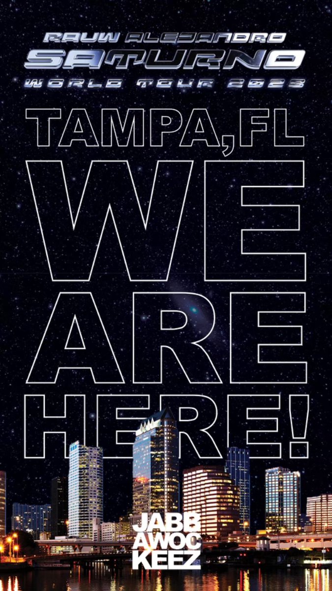 TAMPA! See you tonight 👀🙏 <a href="/rauwalejandro/">RAÚL</a> #SaturnoWorldTour 🪐
