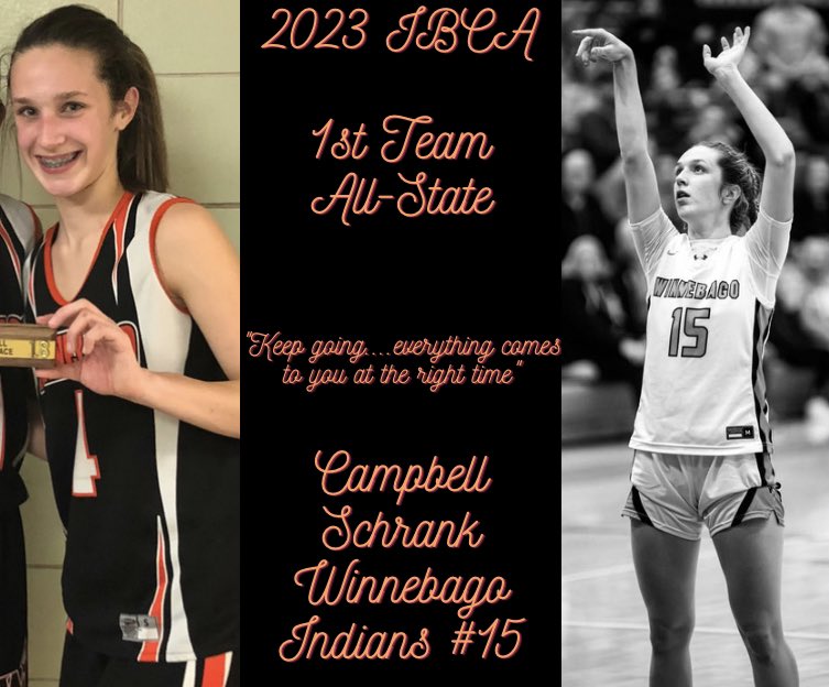 Congratulations <a href="/Campbel12142005/">campbell schrank</a> for earning <a href="/ibcacoaches/">Illinois Basketball Coaches Association</a> 1st Team All-State!!