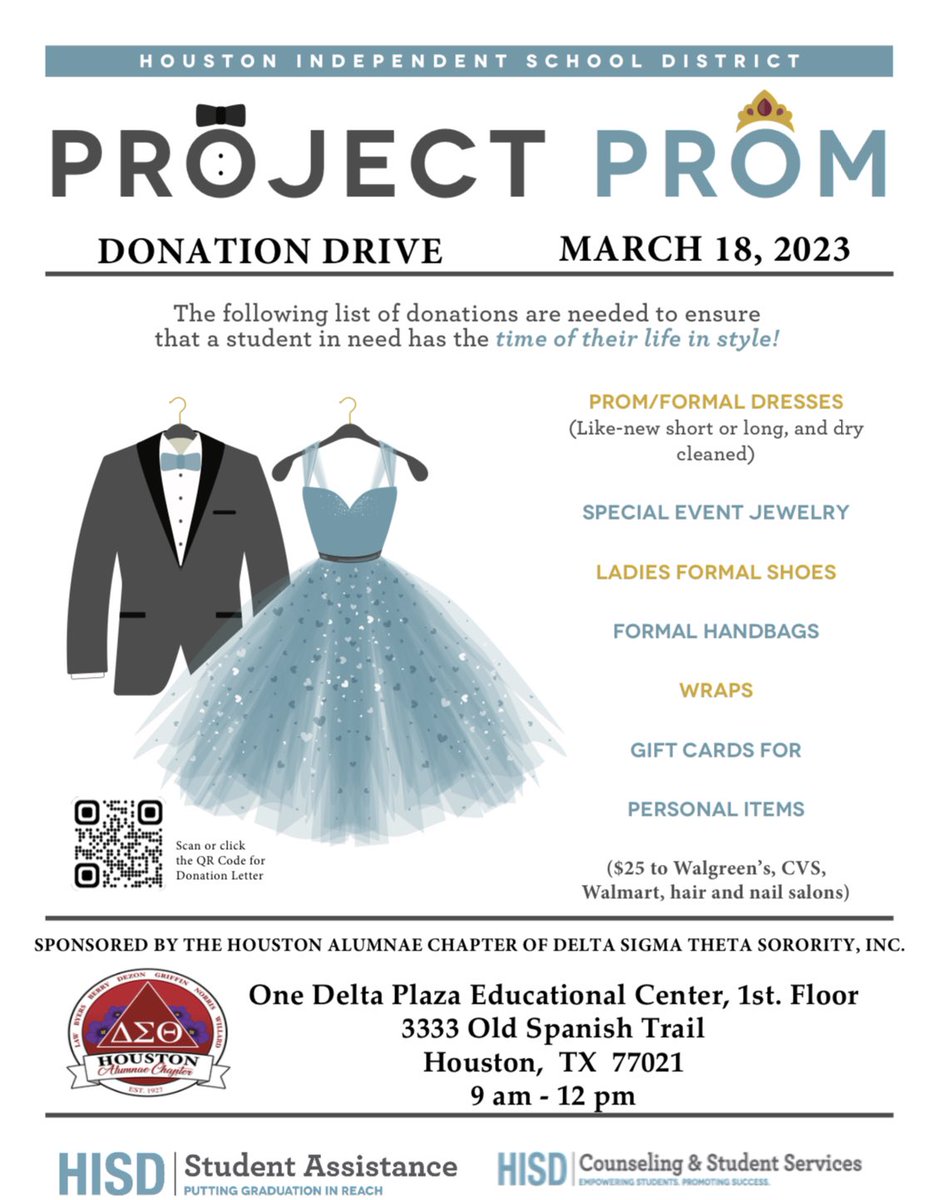 dst_HAC1913's tweet photo. Please drop off donations (earrings must be brand new) at One Delta Plaza Educational Center: 3333 Old Spanish Trail, Houston, Texas, 77021 on Saturday, March 18th, from 9:00am to 12:00pm. #DST1913 #DSTHAC1927 #LocalProjects https://t.co/g0nqlokELK