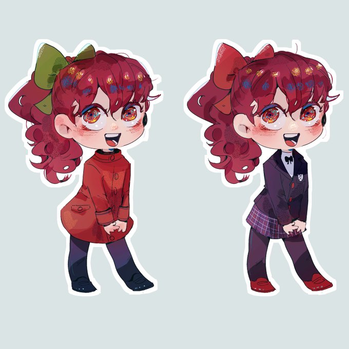 i always sucked at drawing chibis but if i wanna make merch other than prints i gotta learn at some point so uh. sumi chibis here u go 