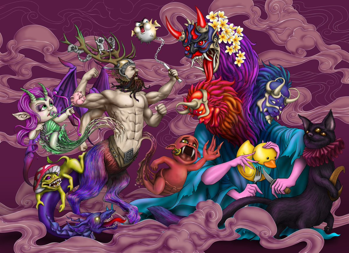 <a href="/tyinlife/">Tyinlife</a> I'd like to be considered for this piece. Inspired by the characters we created for the Genesis collection, we combined Norseman character from the west with folklore from the east in the story telling. You can see influences from Balinese and Japanese art styles in this piece.