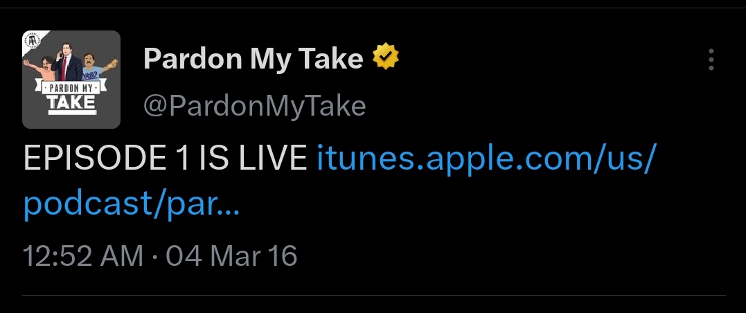 ThisDayInBSS's tweet photo. 🚨🎂Happy Birthday PMT🎂🚨
3/4/2016 OTD @PardonMyTake premiered. Pretty insane it has been 7 years of being the #1 Podcast and there is no reason it won't continue for a long time to come. One of the best crews &amp; fans in Podcasting.. #AWLs @BarstoolBigCat @PFTCommenter @hen_ease https://t.co/X5ILx8FRDJ