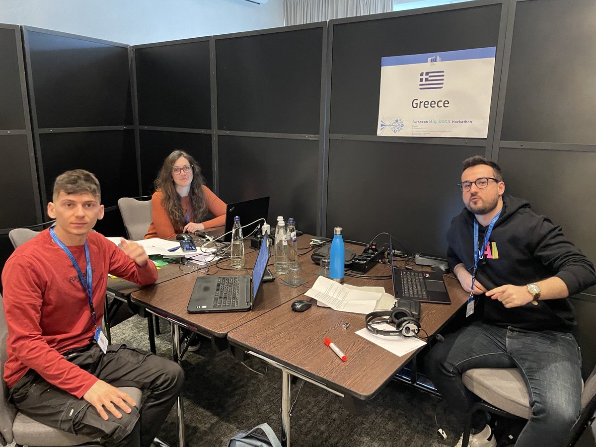 ⁦<a href="/StatisticsGR/">ELSTAT</a>⁩ team at work at #euBDhack ⁦<a href="/EU_Eurostat/">EU_Eurostat</a>⁩
