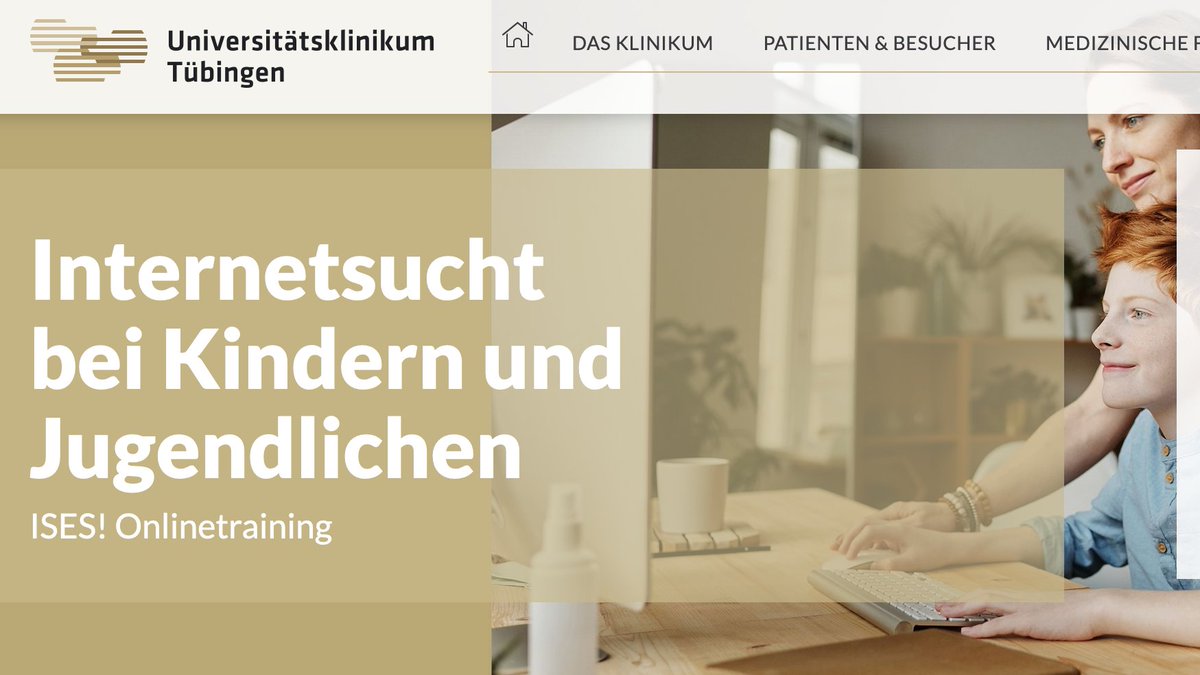 #Tipp für #Eltern von #Jugendlichen (12-21 J.) mit Symptomen von #Videospielabhängigkeit oder #SocialMediaAbhängigkeit: Die Uniklinik Tübingen bietet ein kostenloses, anonymes Elterntraining an. 
Teilt es gern in euren Bubbles, auch #twlz &amp; #Pädagogik!💛

medizin.uni-tuebingen.de/de/internetbez…