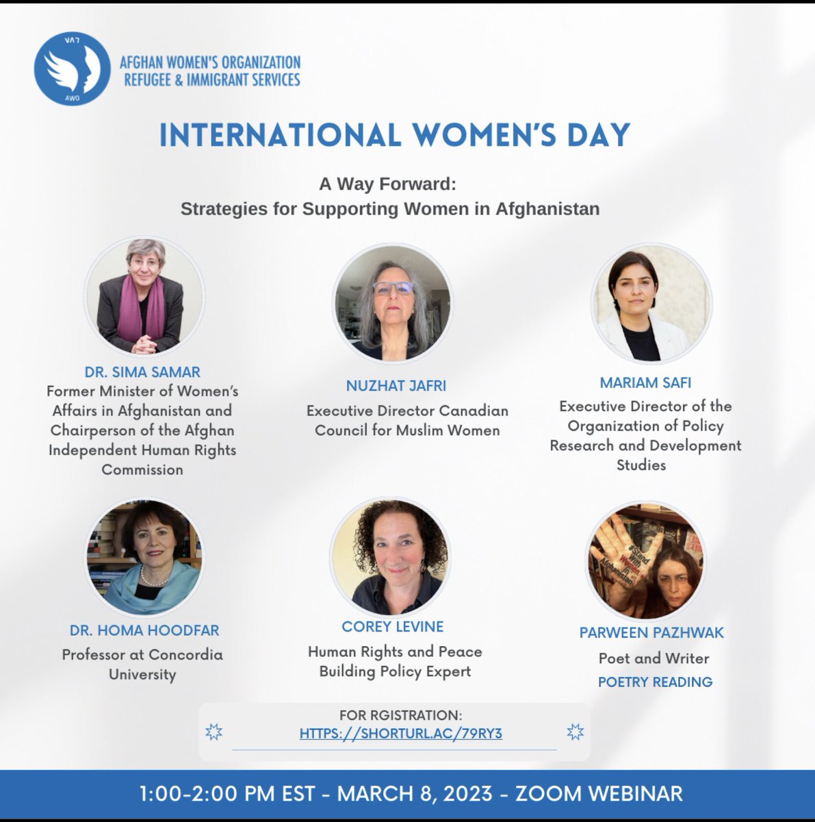 Join us to celebrate, honour and commemorate the International Women’s Day by finding out about strategies for supporting women in Afghanistan.
#WomensRightsAreHumanRights  #afghanistanhumanitariancrisis 
#IWD2023