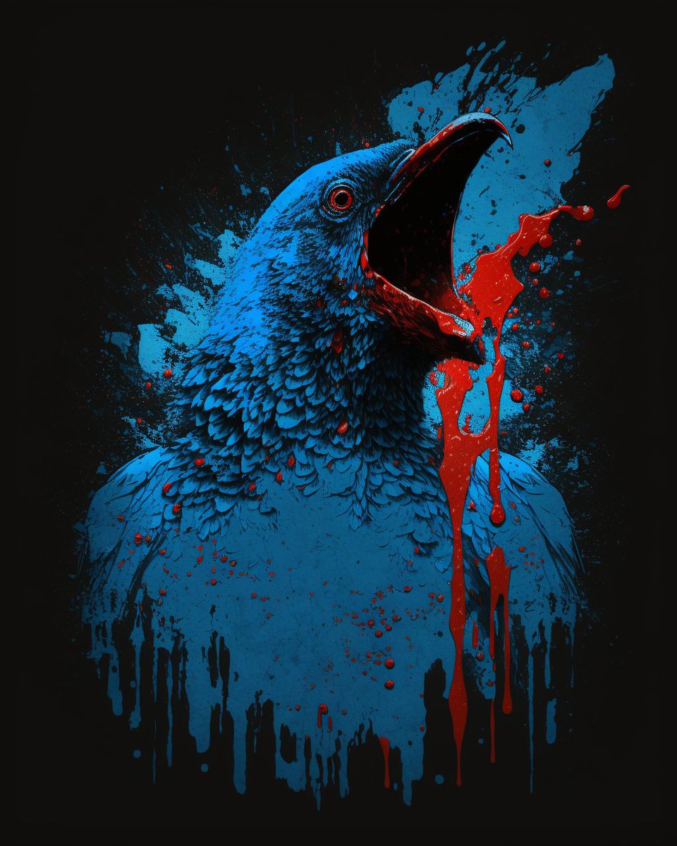 blood no humans open mouth black background red eyes bird solo  illustration images