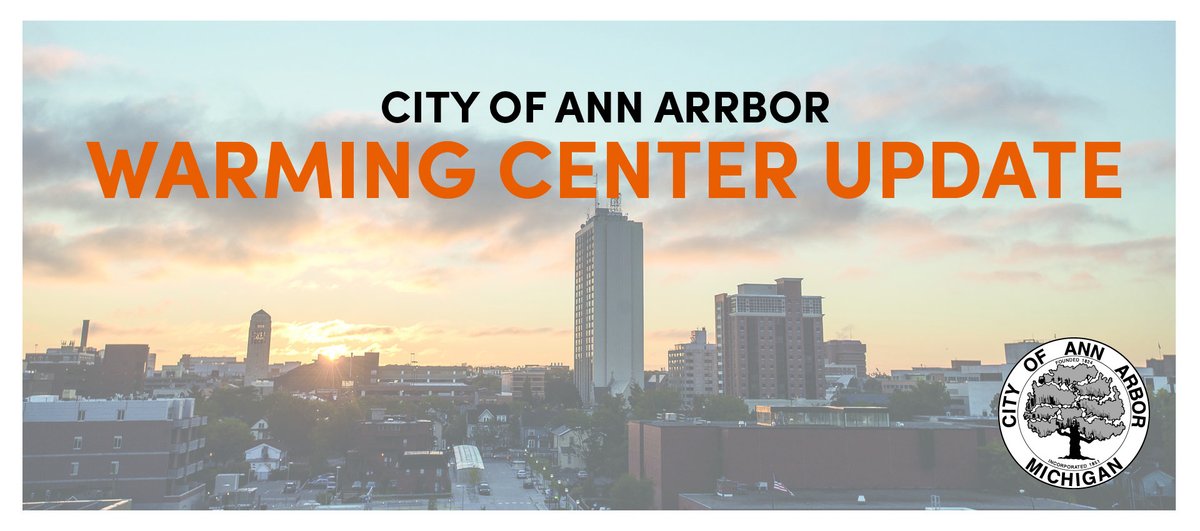 All Ann Arbor District Library locations are open today from 10 a.m. to 8 p.m. for those needing to charge devices or warm up. Given current conditions, the city will not be opening overnight warming centers.