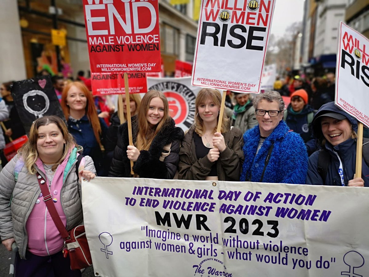 Women of The Warren make their voices heard at the @MillionWomen march in London today. #Hull #whywerise #mwr2023