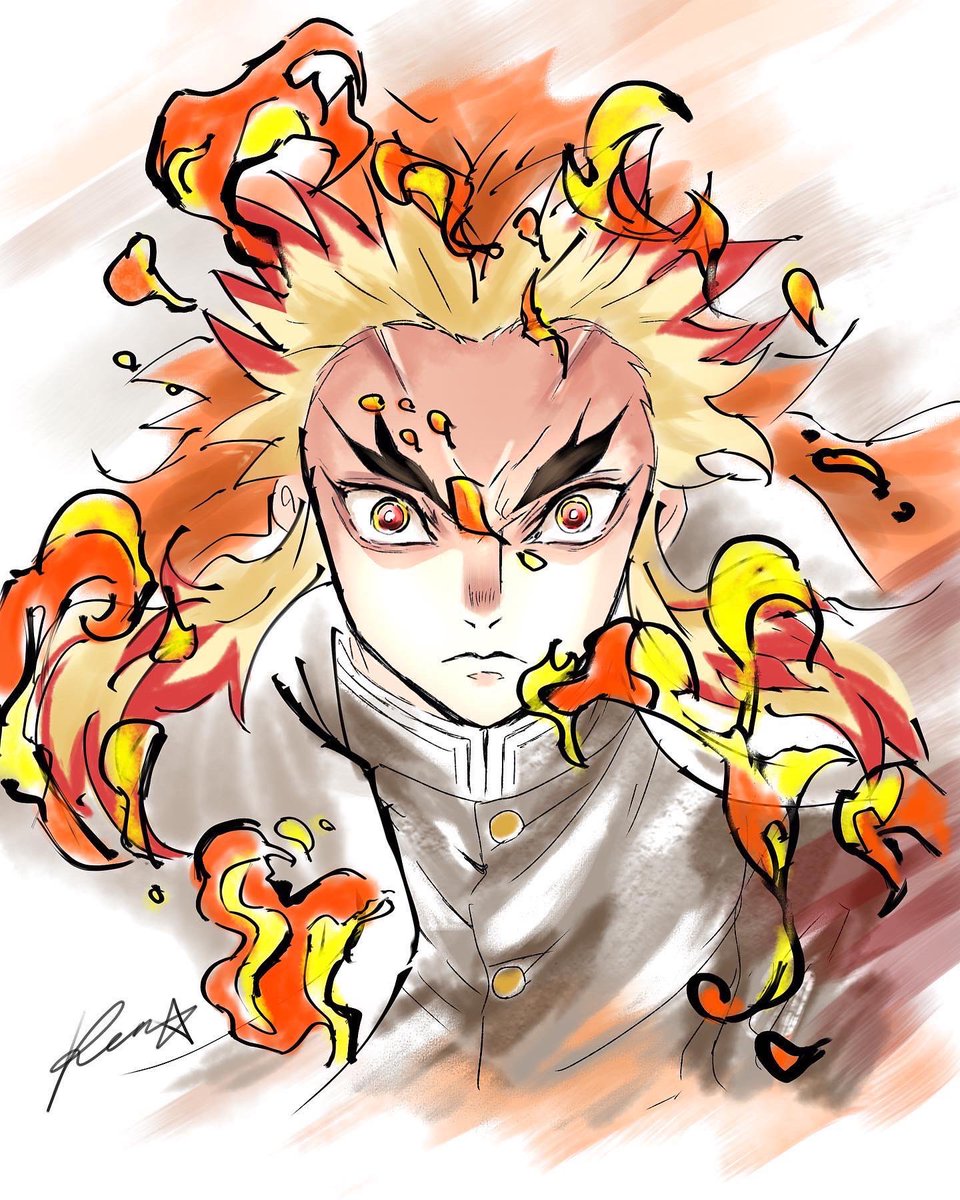 rengoku kyoujurou 1boy solo demon slayer uniform forked eyebrows male focus red hair blonde hair  illustration images