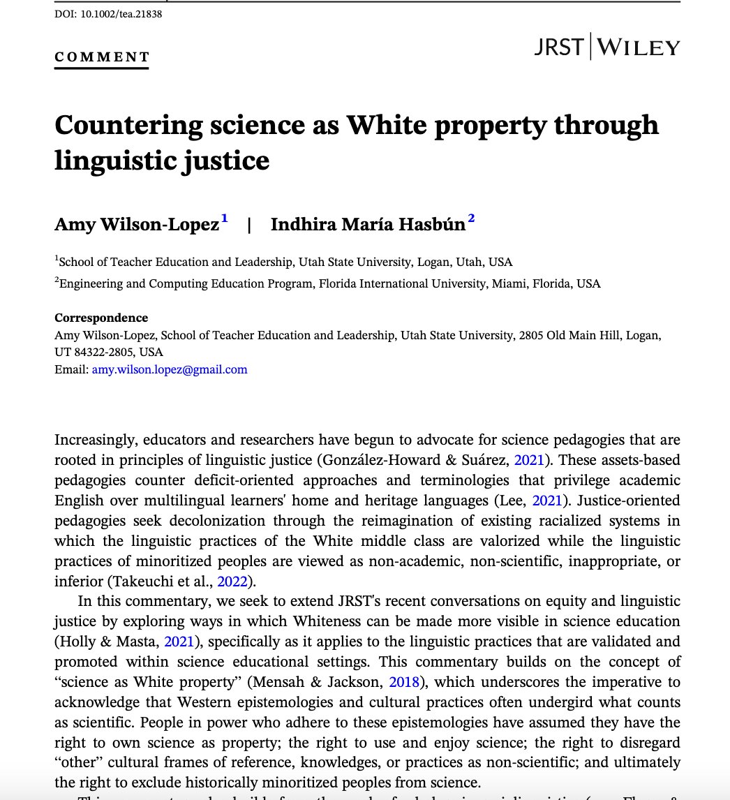 JRSTpub's tweet photo. New comment article： Countering science as White property through linguistic justice
Read more here  https://t.co/UyeMnrzXLY https://t.co/cERKundR69