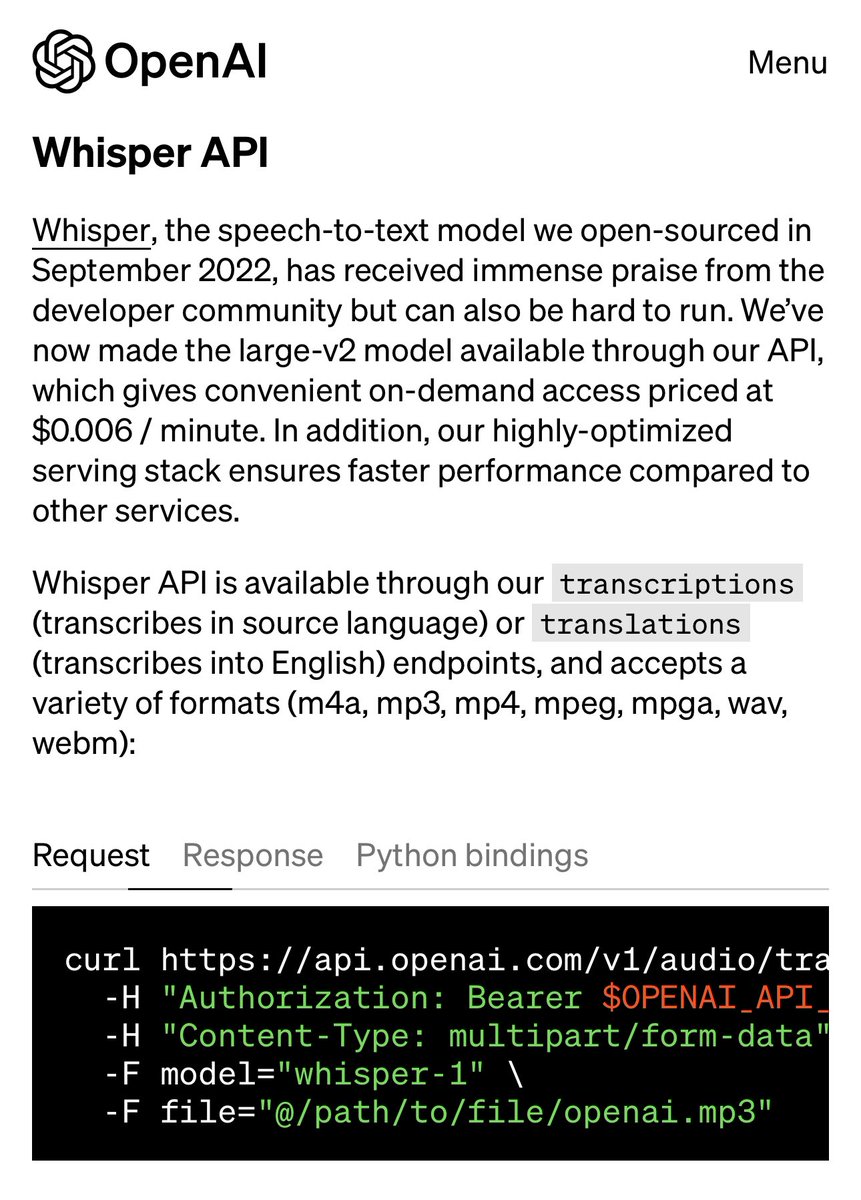 Note to self; add an <a href="/OpenAI/">OpenAI</a> Whisper API integration to the <a href="/TransistorFM/">Transistor</a> <a href="/WordPress/">WordPress</a> plugin to automate #podcast transcriptions.