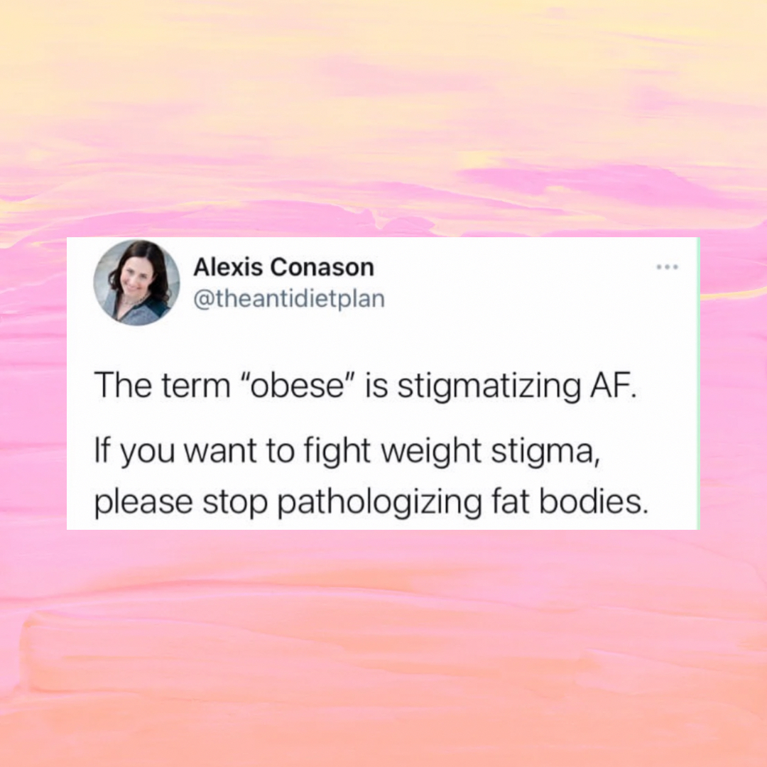 theantidietplan's tweet image. The irony that #worldobesityday comes on the heels of #edawarenessweek 🙄 

The term “ob*se” comes from the Latin “obesus” which literally means “that has eaten itself fat.” It pathologizes fat bodies and contributes to the idea that fat people need to lose weight a