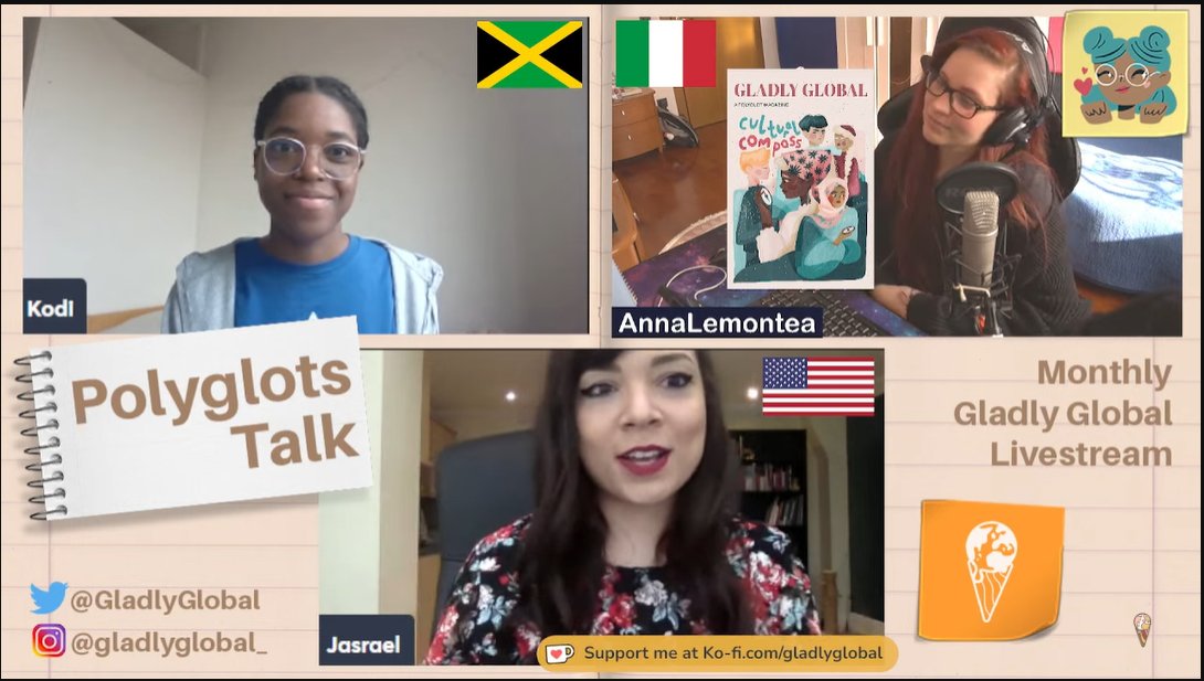 @Jasrael_Denee talking about what inspired her article in issue 10 of the Polyglot Mag 'Language, Time and Space' with @annaslemontea & @kodixblaine  :)))))