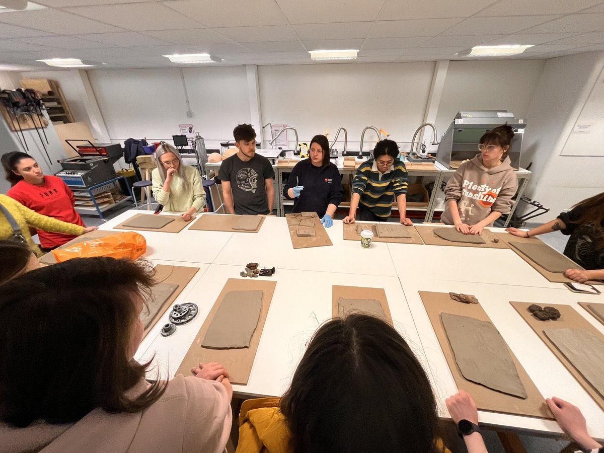 kerry_truman's tweet image. speaking of #NTUmakers.. we hosted another episode of the #MondayMakers extra-curricular adventures at the start of this week.. and it was mark making in clay alongside a masterclass in #plasercasting.. the people I work with in the #modelmaking workshop are pretty EPIC..!? 🙌