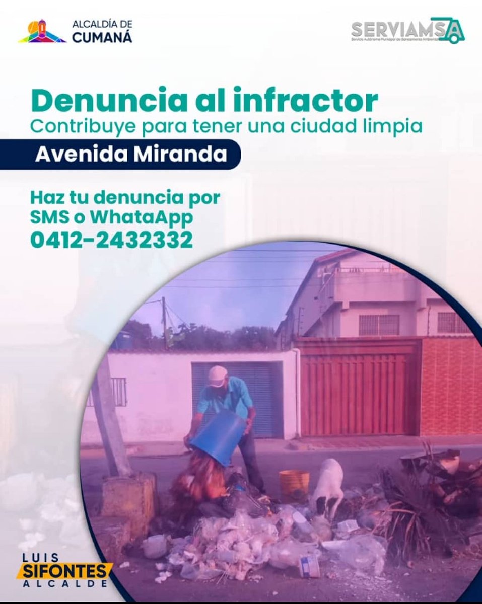 Invito a la colectividad a realizar las denuncias que nos ayuden a mantener limpia nuestra ciudad