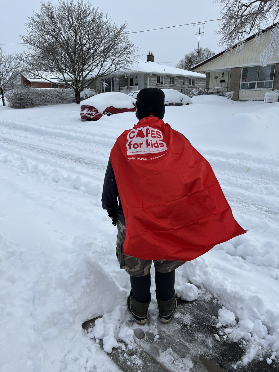 Walking up the middle of my street to go get coffee #capesforkids