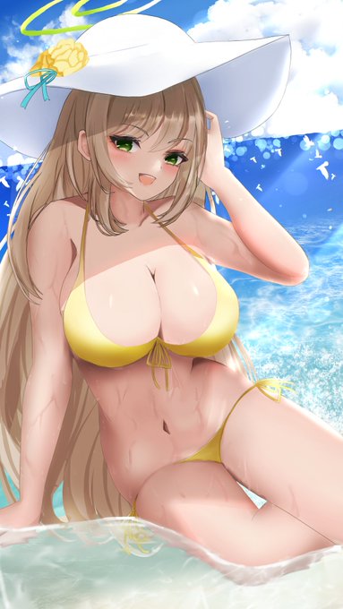 水着ノノミ( `ー')ノ
#ブルーアーカイブ #ブルアカイラスト部  #ブルアカ #イラスト 