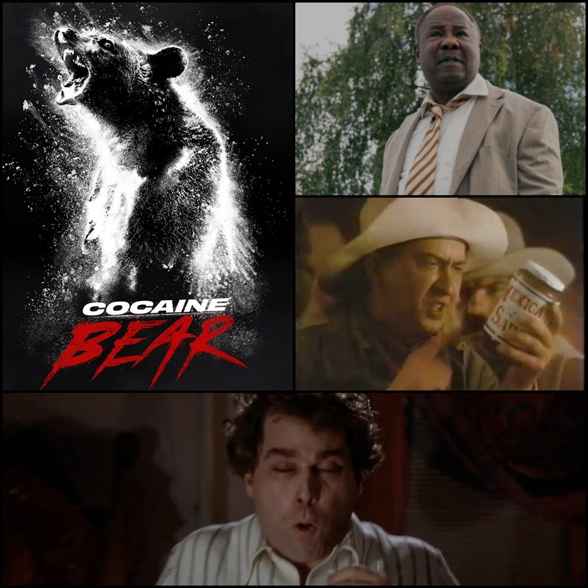 PopcastThe's tweet photo. Ep. 32: Greg Russ joins me to review #CocaineBear. Plus: Pace Picante Sauce, drugs in movies and more. Tonight at 7pm on @wsbradio #Goodfellas #Blow #HalfBaked #RayLiotta https://t.co/KpcXzNHHGf
