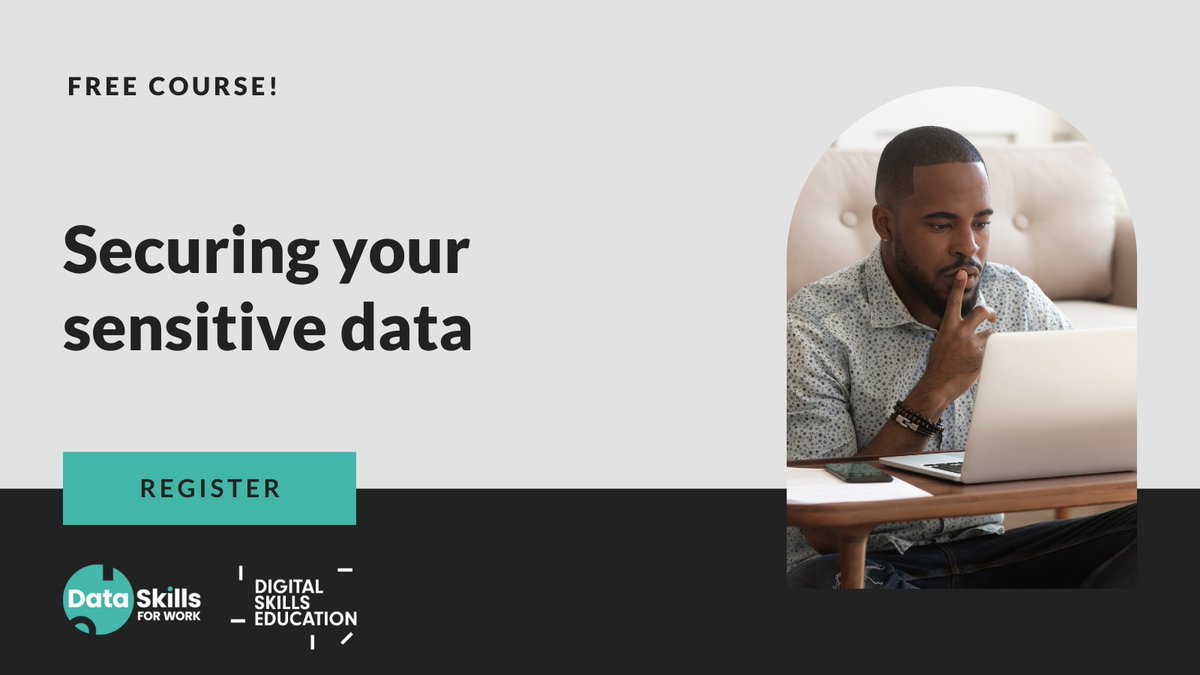 Our devices are filled with personal data. Learn the essential steps you need to protect your data. Register for this FREE course from @dataskillswork & @DigiSkillsEd 🚀 bit.ly/3mhB6jn @CyberScotlandWk #CSW2023 #CyberSecurity