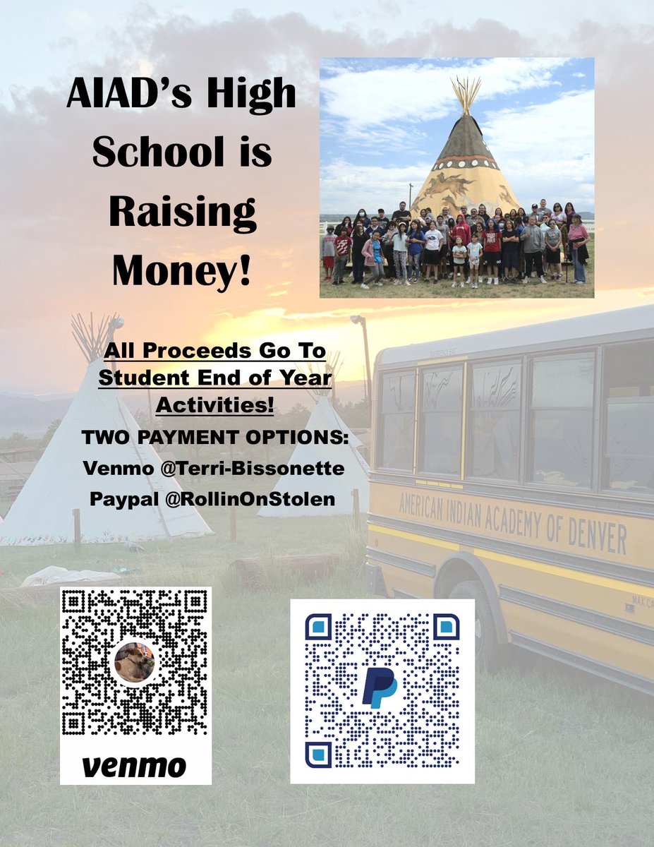 American Indian Academy HS is raising money for end of year trips and events. Please help give our Native students the best spring semester we can by giving today! Any amount is appreciated! Chi Miigwetch! #NativeTwitter #SettlerSaturday